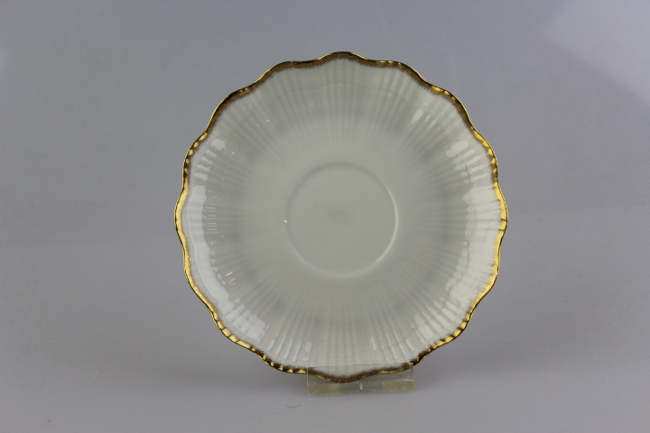 Untertasse für Kaffee klein - Giraud Limoges - Corail - weiß breiter Goldrand