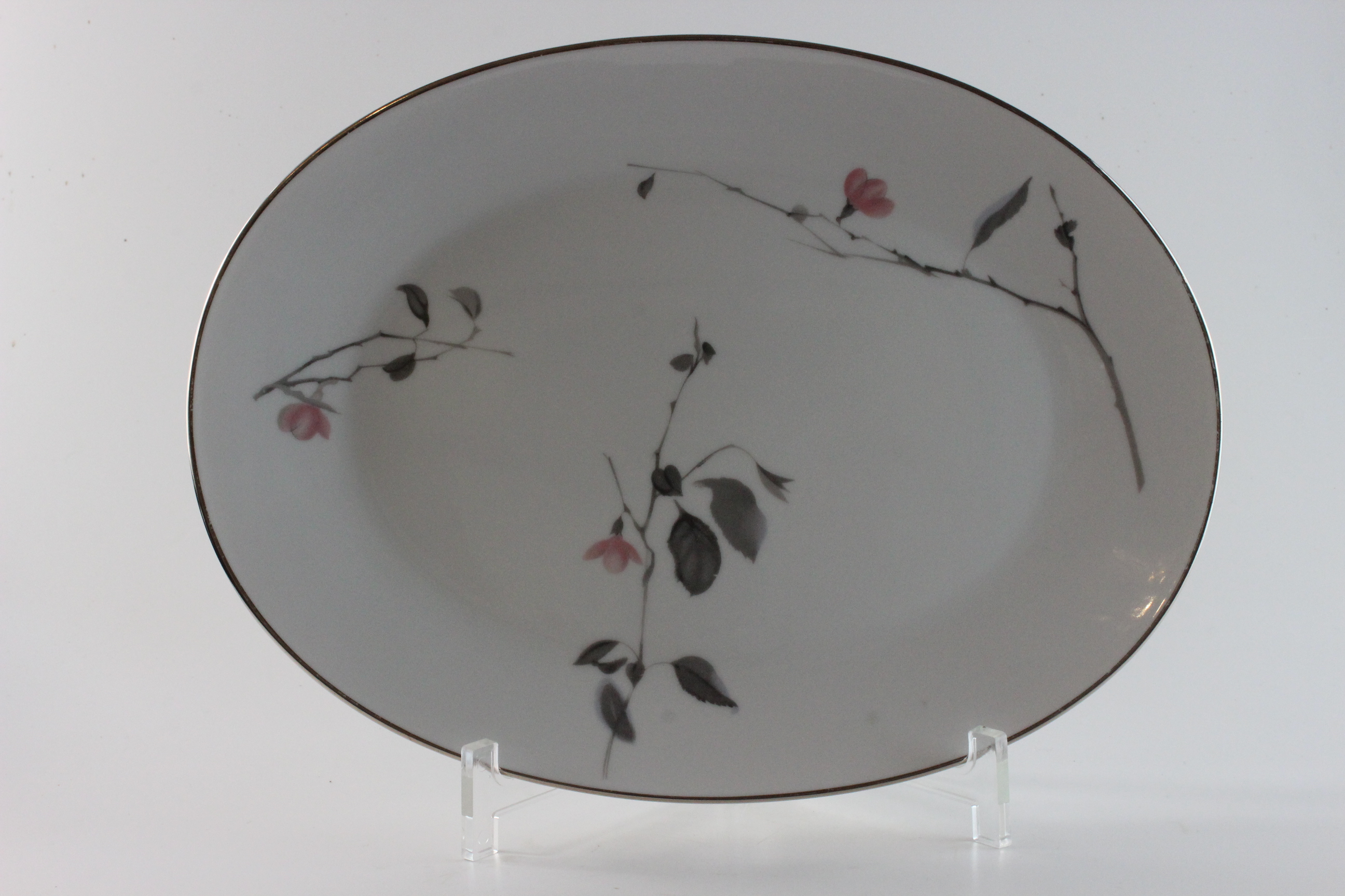 Fleischplatte - Rosenthal - Form 2000 - Japanischer Blütenzweig platin