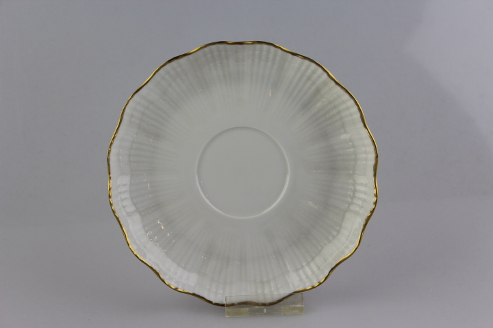 Untertasse für Tee - Giraud Limoges - Corail - weiß Goldrand