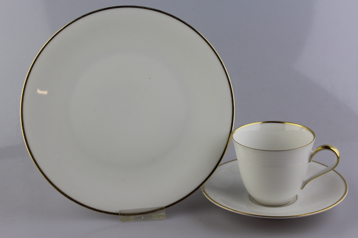 Kaffeegedeck 3 tlg. - Heinrich - Anmut weiß mit Goldrand breit