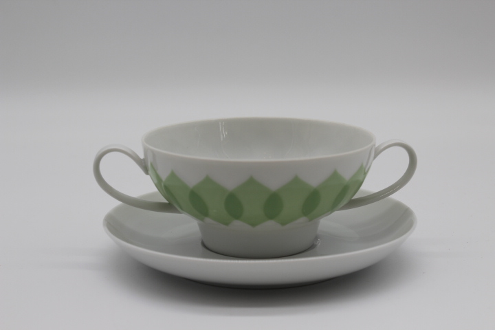 Suppentasse 2 tlg. - Rosenthal - Lotus - Secunda grün