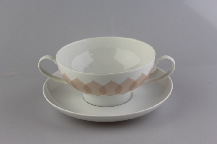 Suppentasse 2 tlg. - Rosenthal - Lotus - Gravad Rosa