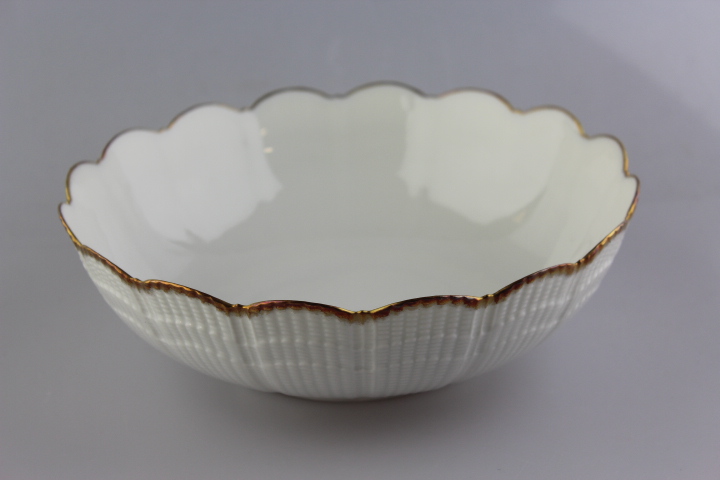 Schüssel Ø 21 cm - Giraud Limoges - Corail - weiß breiter Goldrand