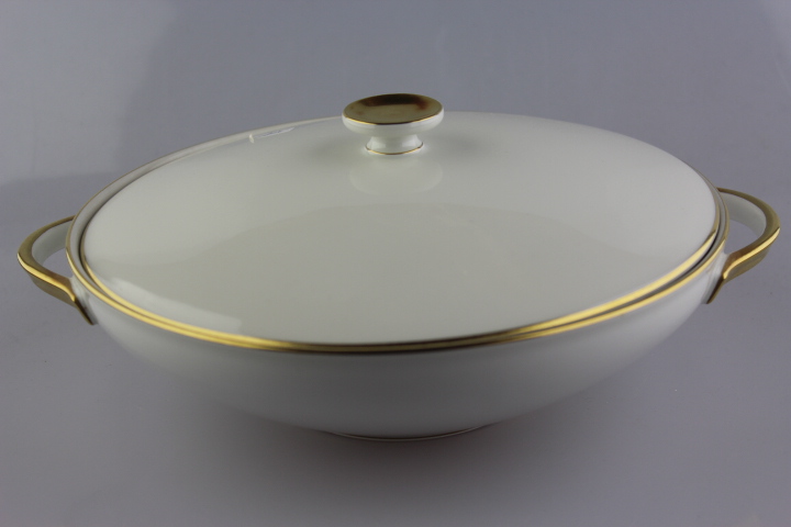 Deckelschüssel - Heinrich - weiß mit Goldrand