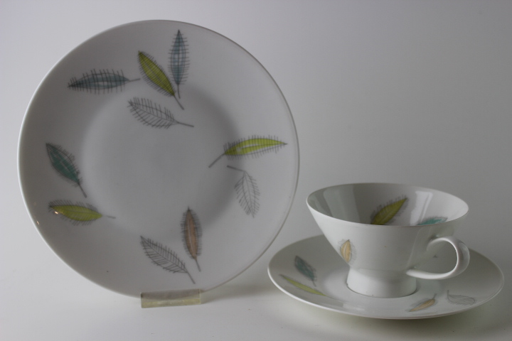 Teegedeck 3 tlg. - Rosenthal - Form 2000 - bunte Blätter