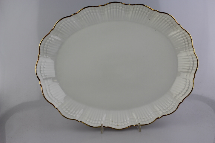 Fleischplatte 34 cm - Giraud Limoges - Corail - weiß Goldrand