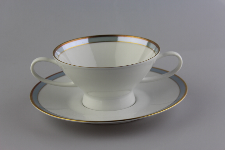 Suppentasse 2 tlg. - Rosenthal - Form 2000 - Gala blau