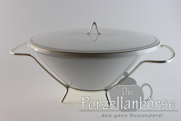 Deckelschüssel (mit Aufsatzgestell) - Rosenthal - Form 2000 - Graue Rechtecke