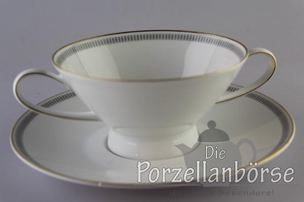 Suppentasse 2 tlg. - Rosenthal - Form 2000 - Graue Rechtecke