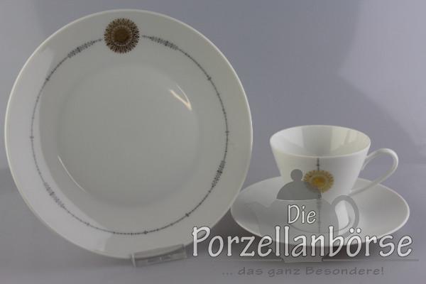 Kaffeegedeck 3 tlg. - Rosenthal - Form 2000 - Mitternachtssonne