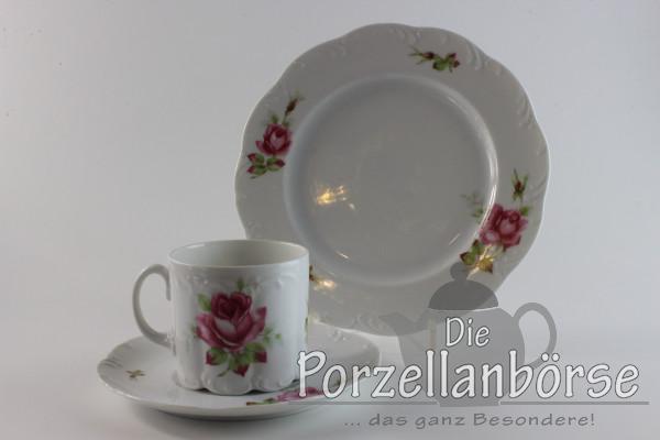 Kaffeegedeck 3 tlg. - Rosenthal - rote Rose