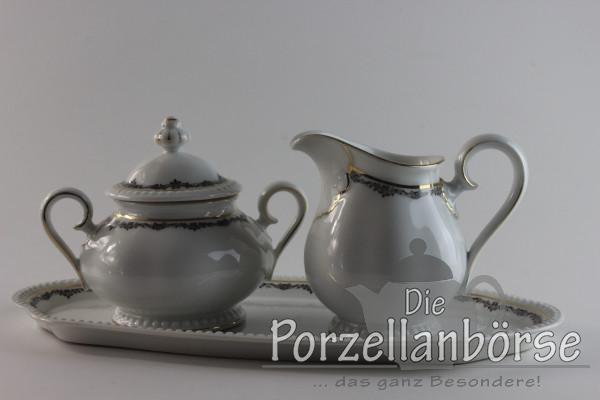 Sahne/Zucker/Tablett 3er Set - Rosenthal - Kranzkante Schwarz