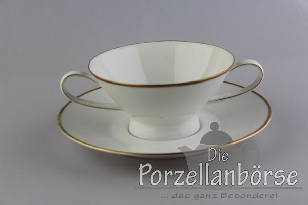 Suppentasse 2 tlg. - Rosenthal - Form 2000 - polierter Goldrand