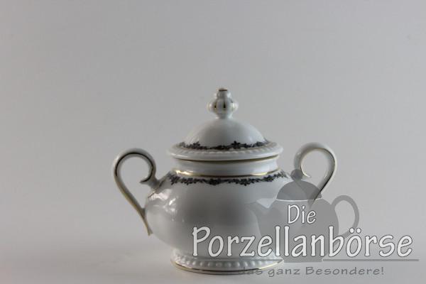 Zuckerdose - Rosenthal - Kranzkante Schwarz