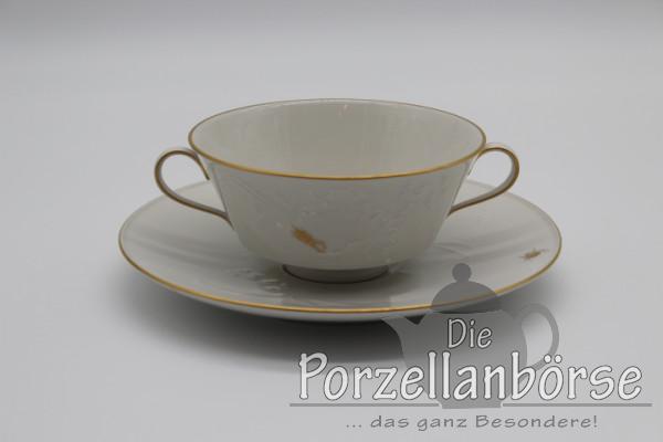 Suppentasse 2 tlg. - KPM Berlin - Feldblume - Feldblume auf Bord mit Insekt