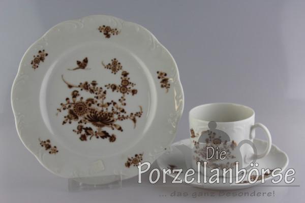 Kaffeegedeck 3 tlg. - Rosenthal - braune Blüte