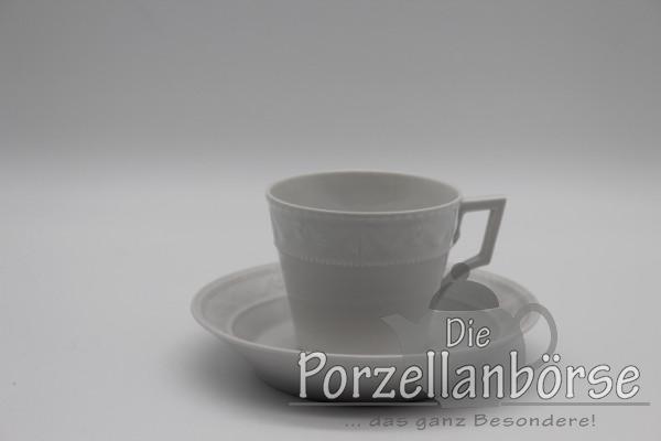 Kaffeetasse 2 tlg. - KPM Berlin - Kurland - Dekor weiß