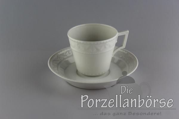 Kaffeetasse 2 tlg. - KPM Berlin - Kurland - Dekor weiß