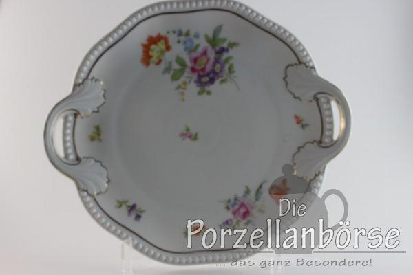 Kuchenplatte mit Griffen - Rosenthal - Blumenbouquet