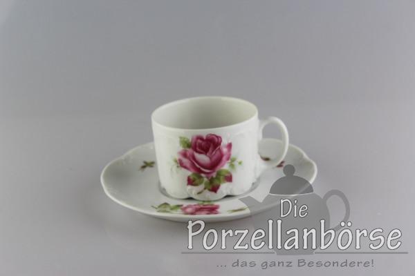 Teetasse 2 tlg. - Rosenthal - rote Rose