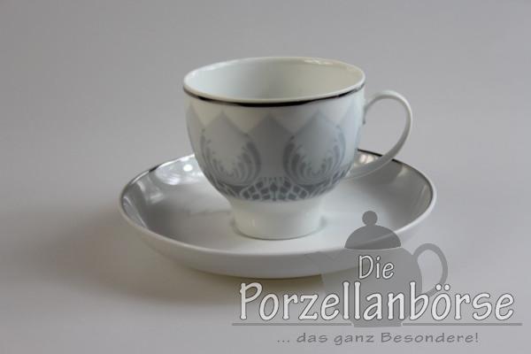 Kaffeetasse 2 tlg. - Rosenthal - Lotus - Madras grau Platin