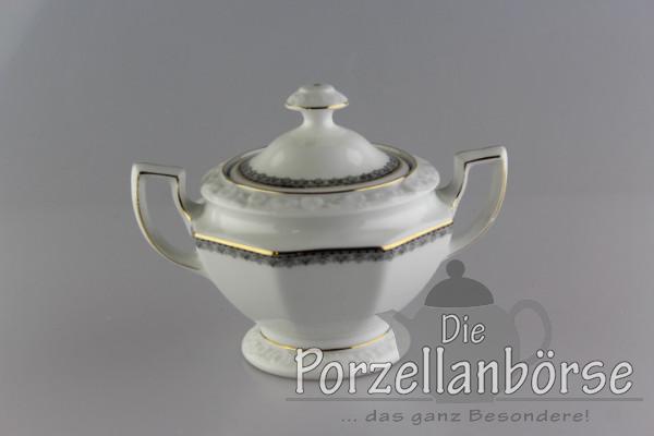 Zuckerdose mittel - Rosenthal - grau/gold